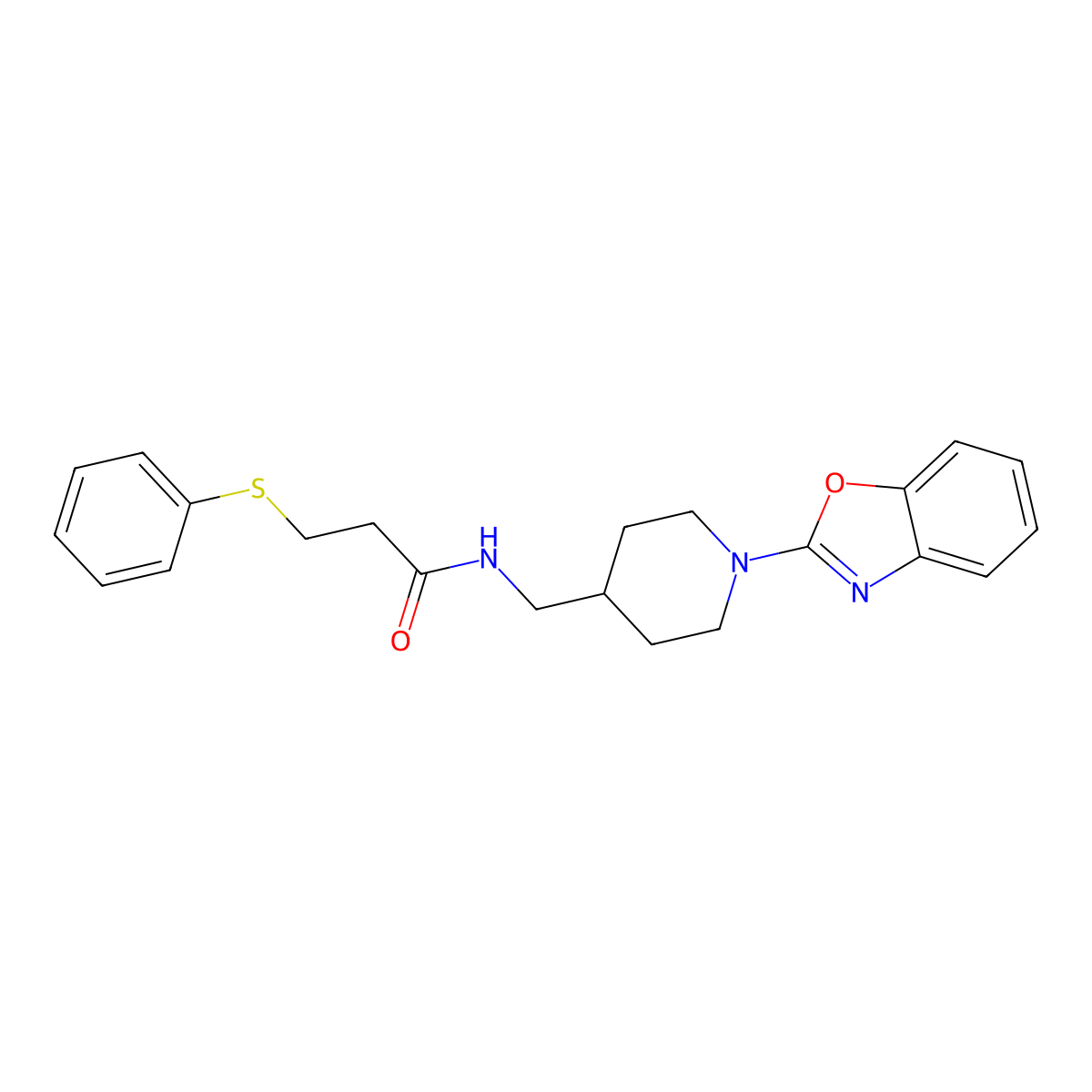 N-((1-(benzo[d]oxazol-2-yl)piperidin-4-yl)methyl)-3-(phenylthio)propanamide molecular structure, CAS 1797124-88-9