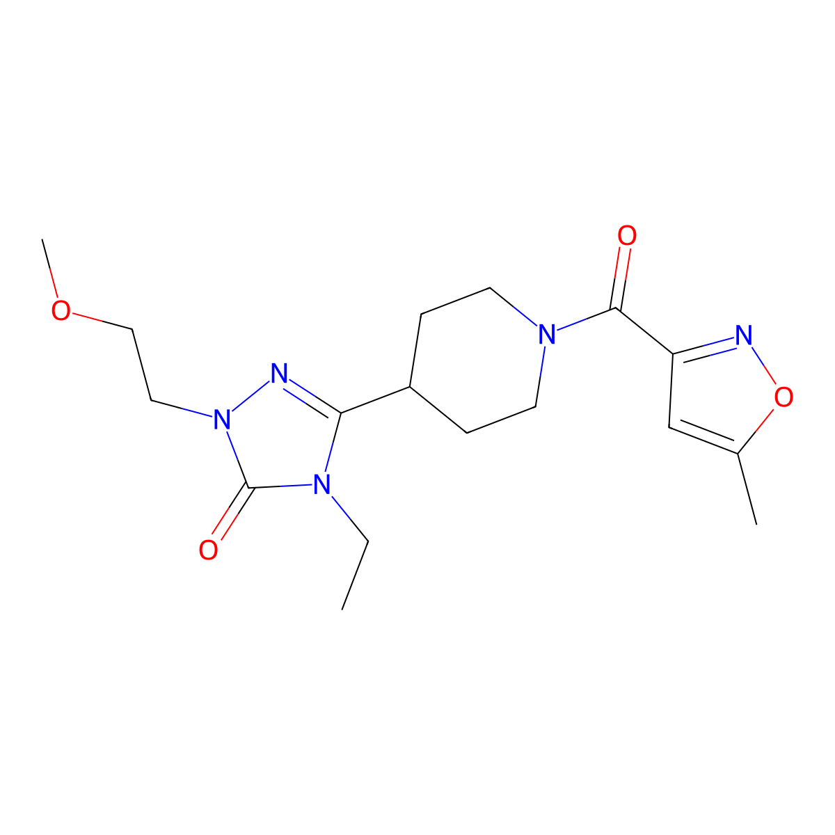 4-ethyl-1-(2-methoxyethyl)-3-(1-(5-methylisoxazole-3-carbonyl)piperidin-4-yl)-1H-1,2,4-triazol-5(4H)-one molecular structure, CAS 1797125-55-3
