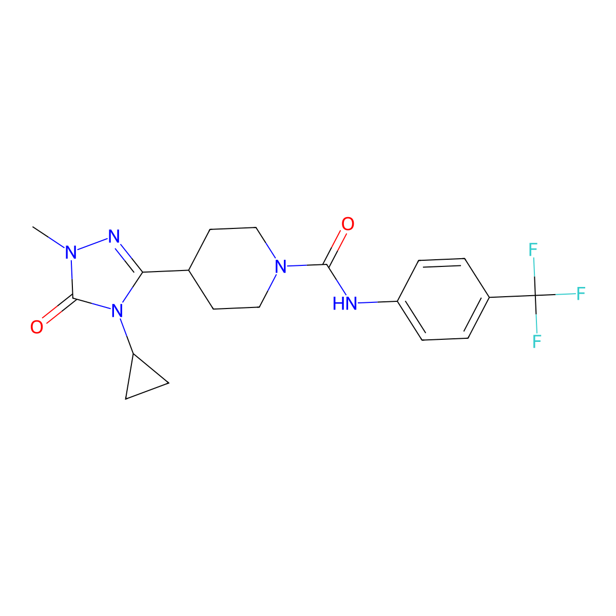 4-(4-cyclopropyl-1-methyl-5-oxo-4,5-dihydro-1H-1,2,4-triazol-3-yl)-N-[4-(trifluoromethyl)phenyl]piperidine-1-carboxamide molecular structure, CAS 1797125-82-6