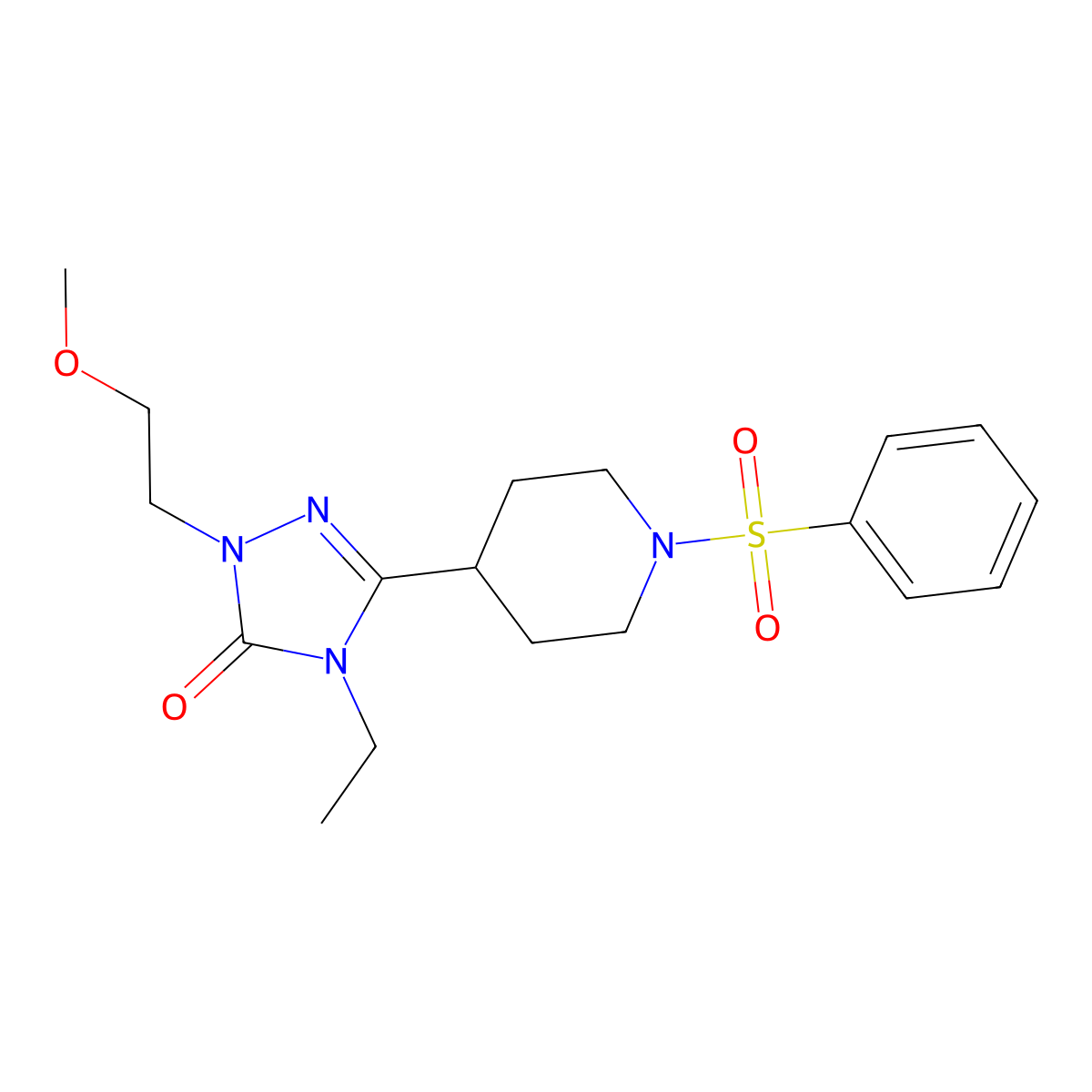 4-ethyl-1-(2-methoxyethyl)-3-(1-(phenylsulfonyl)piperidin-4-yl)-1H-1,2,4-triazol-5(4H)-one molecular structure, CAS 1797126-33-0