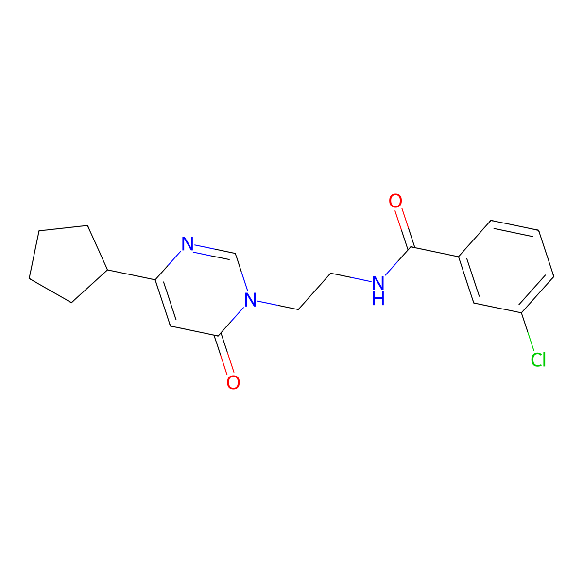 3-chloro-N-(2-(4-cyclopentyl-6-oxopyrimidin-1(6H)-yl)ethyl)benzamide molecular structure, CAS 1797126-70-5