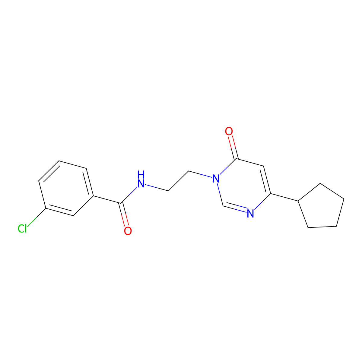 3-chloro-N-(2-(4-cyclopentyl-6-oxopyrimidin-1(6H)-yl)ethyl)benzamide molecular structure, CAS 1797126-70-5