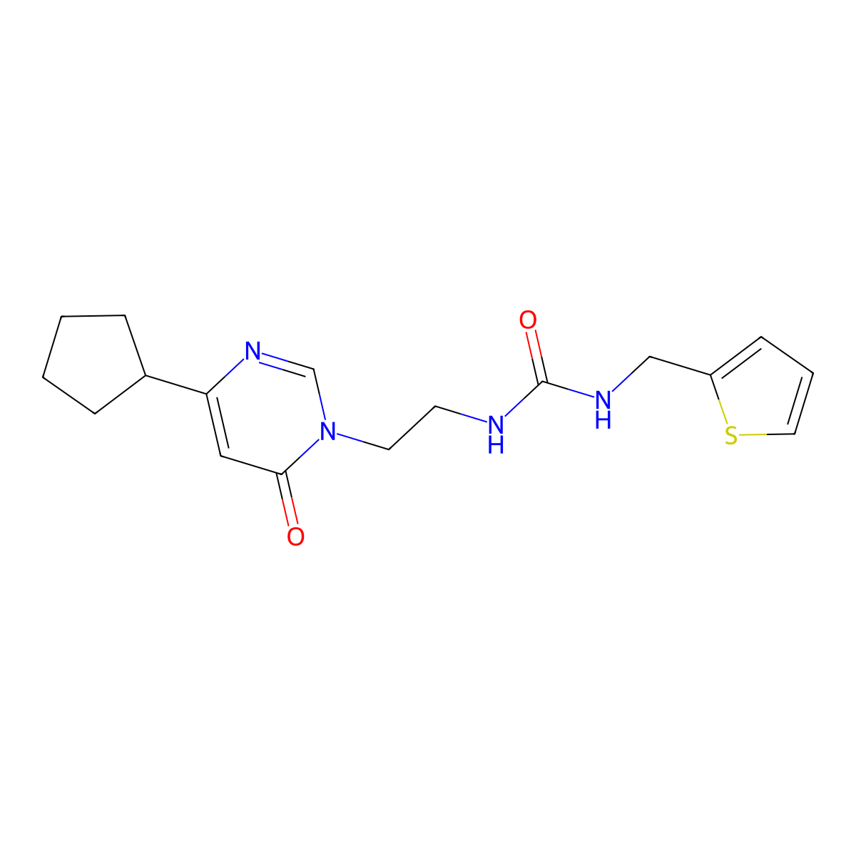 1-(2-(4-cyclopentyl-6-oxopyrimidin-1(6H)-yl)ethyl)-3-(thiophen-2-ylmethyl)urea molecular structure, CAS 1797126-76-1