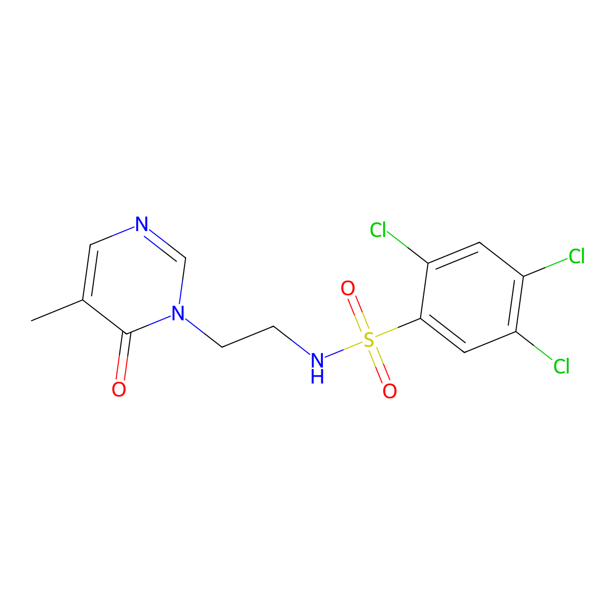 2,4,5-trichloro-N-(2-(5-methyl-6-oxopyrimidin-1(6H)-yl)ethyl)benzenesulfonamide molecular structure, CAS 1797126-86-3