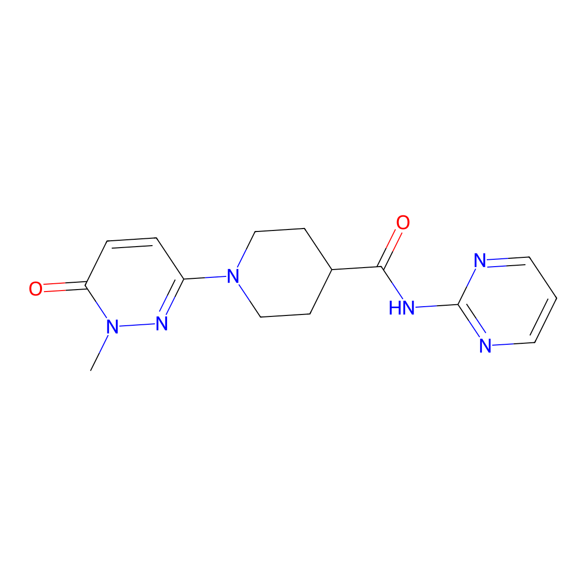 1-(1-methyl-6-oxo-1,6-dihydropyridazin-3-yl)-N-(pyrimidin-2-yl)piperidine-4-carboxamide molecular structure, CAS 1797126-91-0