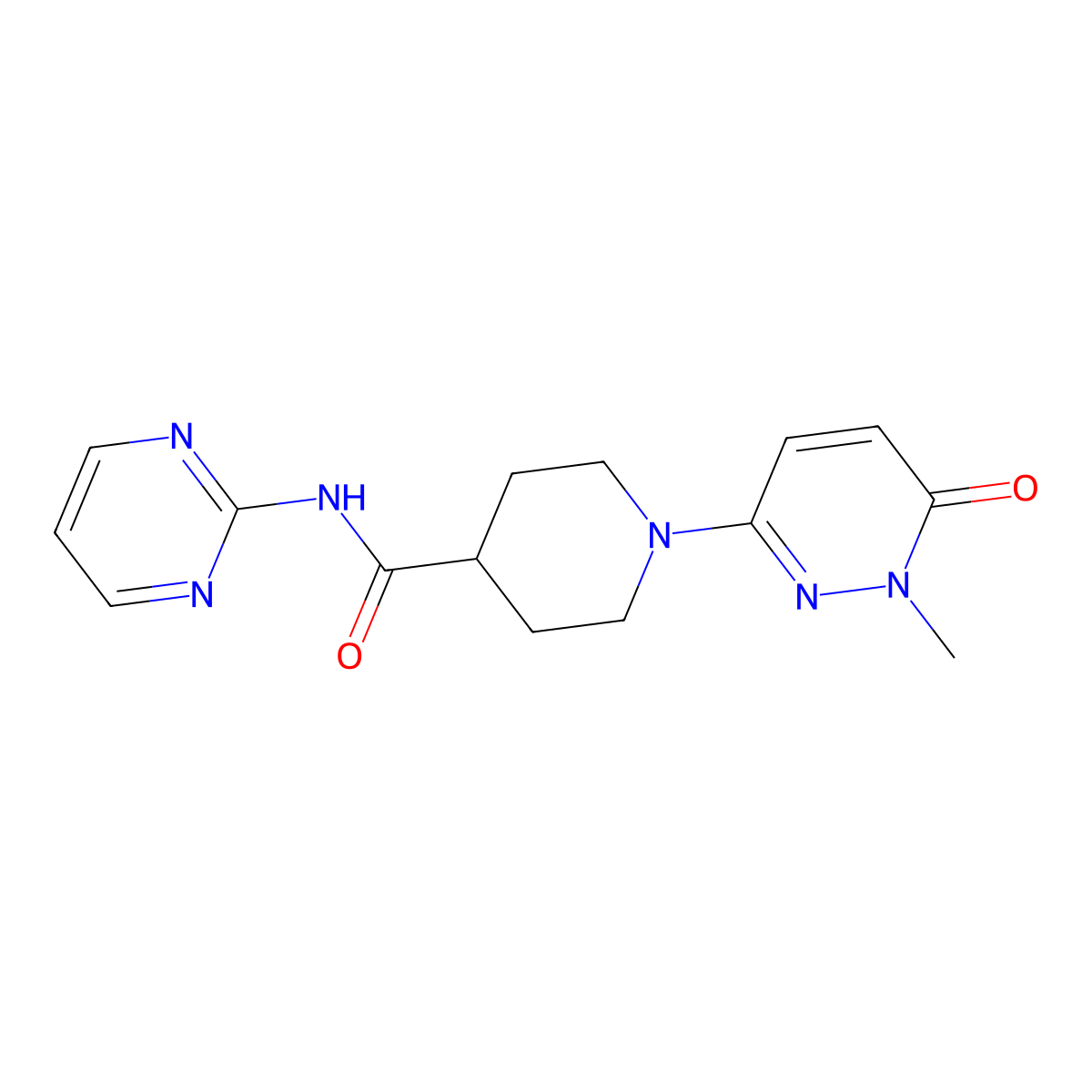 1-(1-methyl-6-oxo-1,6-dihydropyridazin-3-yl)-N-(pyrimidin-2-yl)piperidine-4-carboxamide molecular structure, CAS 1797126-91-0