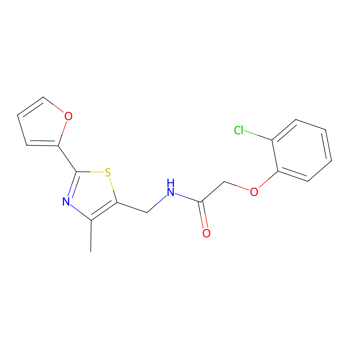 2-(2-chlorophenoxy)-N-((2-(furan-2-yl)-4-methylthiazol-5-yl)methyl)acetamide molecular structure, CAS 1797127-12-8