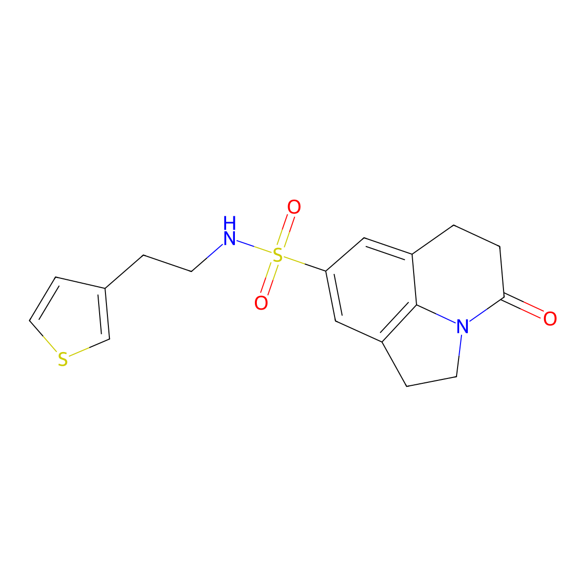 11-oxo-N-[2-(thiophen-3-yl)ethyl]-1-azatricyclo[6.3.1.0^{4,12}]dodeca-4(12),5,7-triene-6-sulfonamide molecular structure, CAS 1797127-17-3