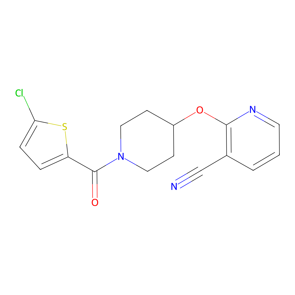 2-((1-(5-Chlorothiophene-2-carbonyl)piperidin-4-yl)oxy)nicotinonitrile molecular structure, CAS 1797127-84-4