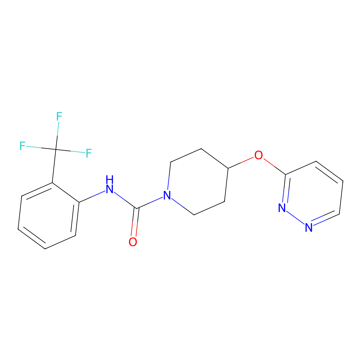 4-(Pyridazin-3-yloxy)-N-[2-(trifluoromethyl)phenyl]piperidine-1-carboxamide molecular structure, CAS 1797128-68-7