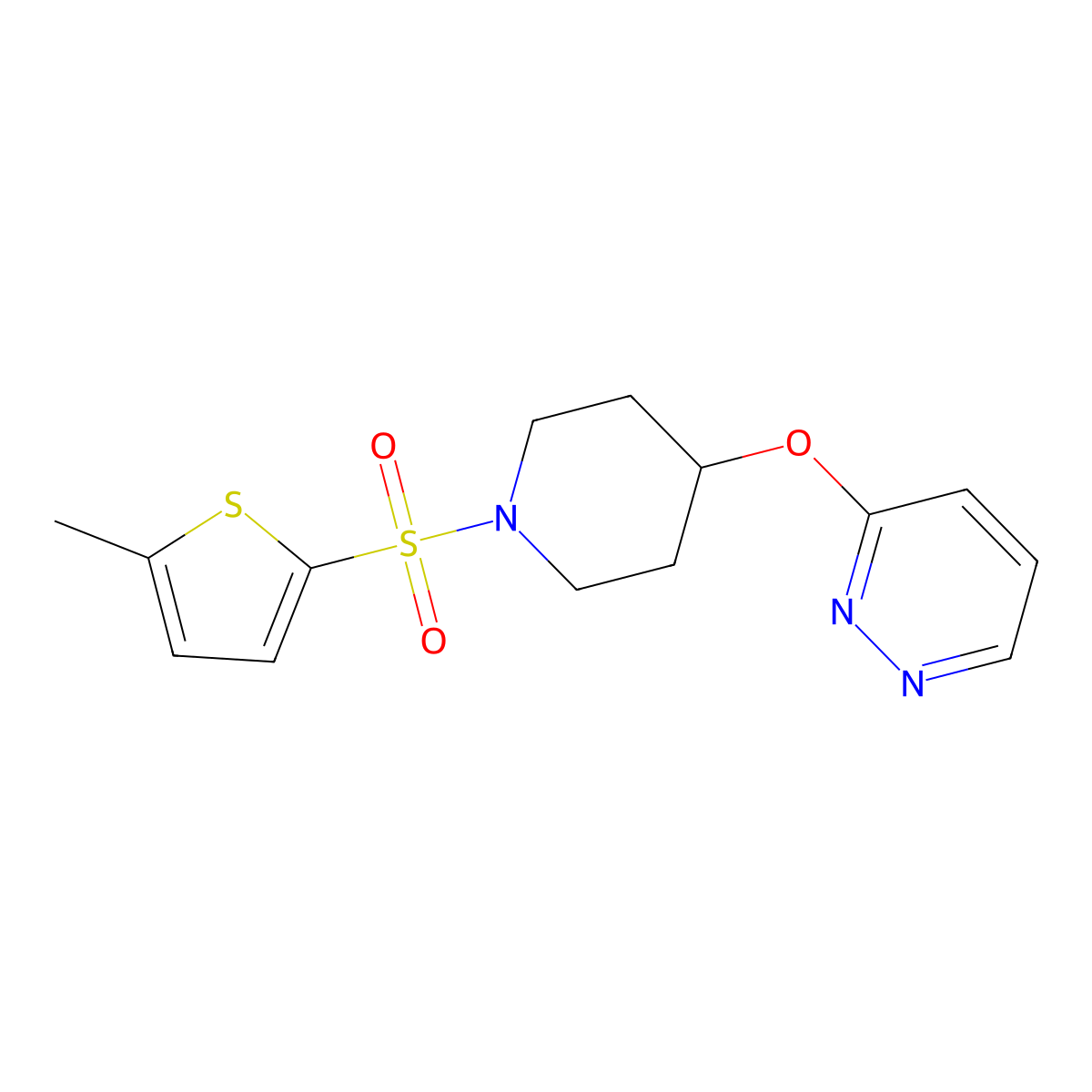 3-({1-[(5-Methylthiophen-2-yl)sulfonyl]piperidin-4-yl}oxy)pyridazine molecular structure, CAS 1797128-88-1