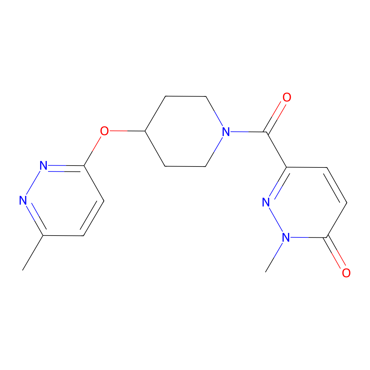 2-methyl-6-(4-((6-methylpyridazin-3-yl)oxy)piperidine-1-carbonyl)pyridazin-3(2H)-one molecular structure, CAS 1797129-16-8