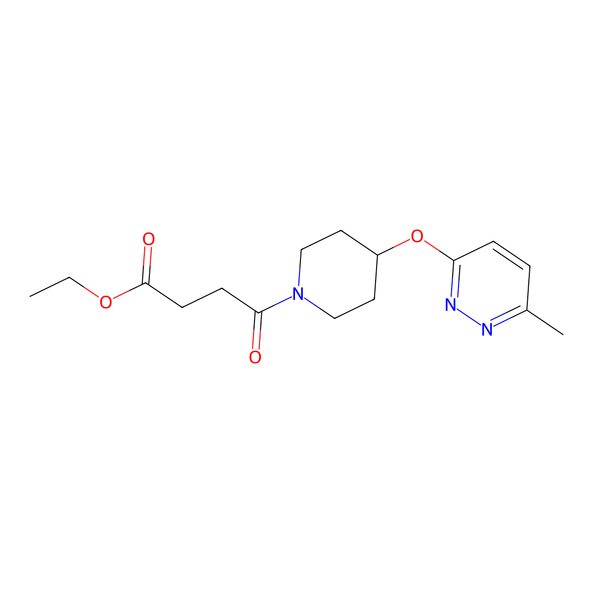 Ethyl 4-(4-((6-methylpyridazin-3-yl)oxy)piperidin-1-yl)-4-oxobutanoate molecular structure, CAS 1797129-35-1