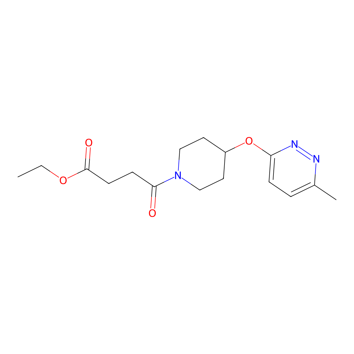 Ethyl 4-(4-((6-methylpyridazin-3-yl)oxy)piperidin-1-yl)-4-oxobutanoate molecular structure, CAS 1797129-35-1