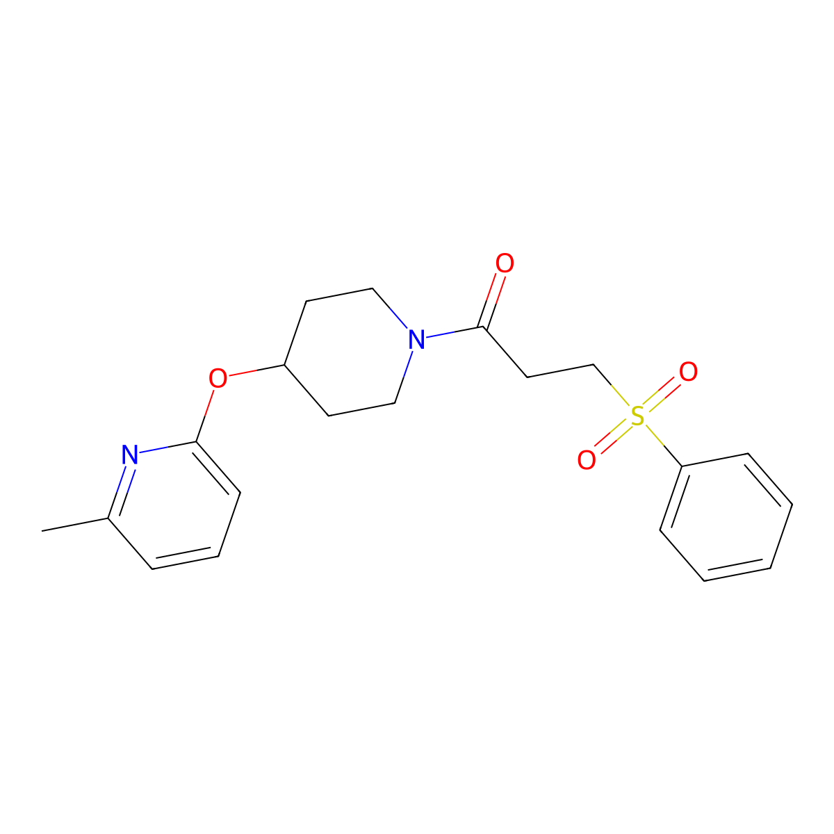 1-(4-((6-Methylpyridin-2-yl)oxy)piperidin-1-yl)-3-(phenylsulfonyl)propan-1-one molecular structure, CAS 1797129-59-9