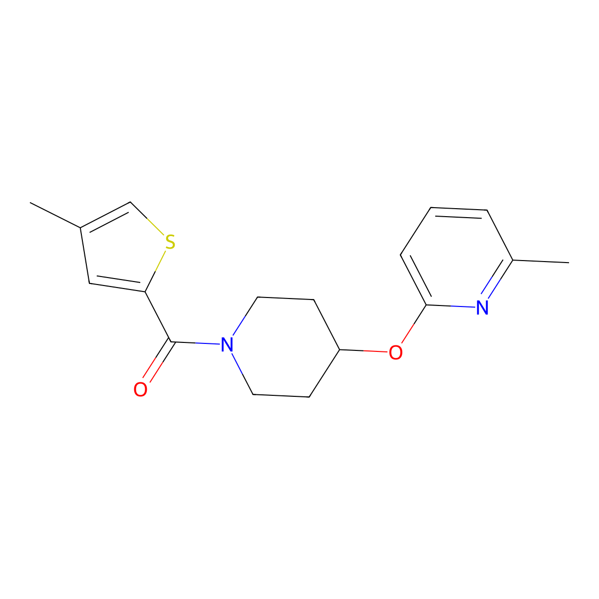(4-((6-Methylpyridin-2-yl)oxy)piperidin-1-yl)(4-methylthiophen-2-yl)methanone molecular structure, CAS 1797129-64-6