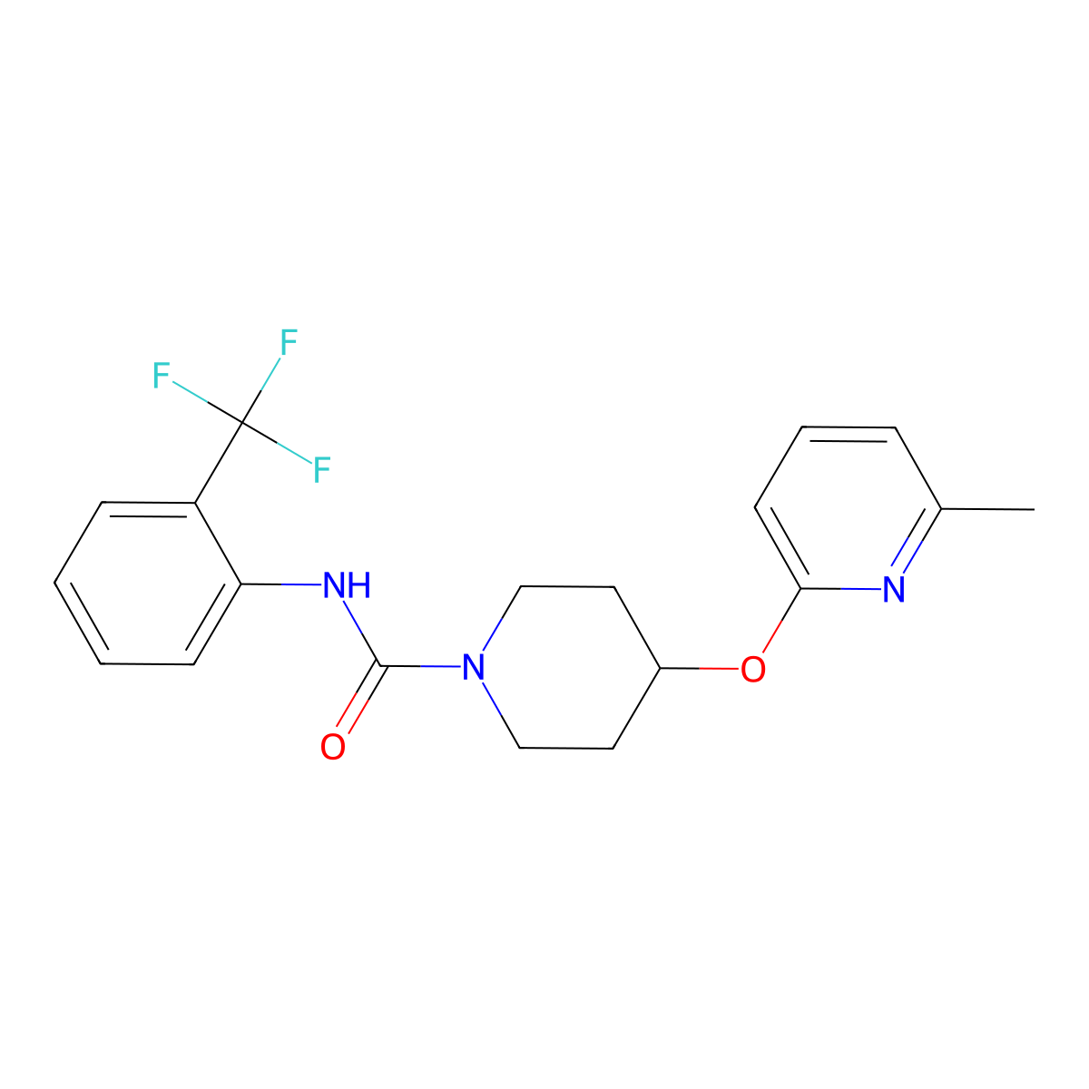 4-((6-methylpyridin-2-yl)oxy)-N-(2-(trifluoromethyl)phenyl)piperidine-1-carboxamide molecular structure, CAS 1797129-72-6
