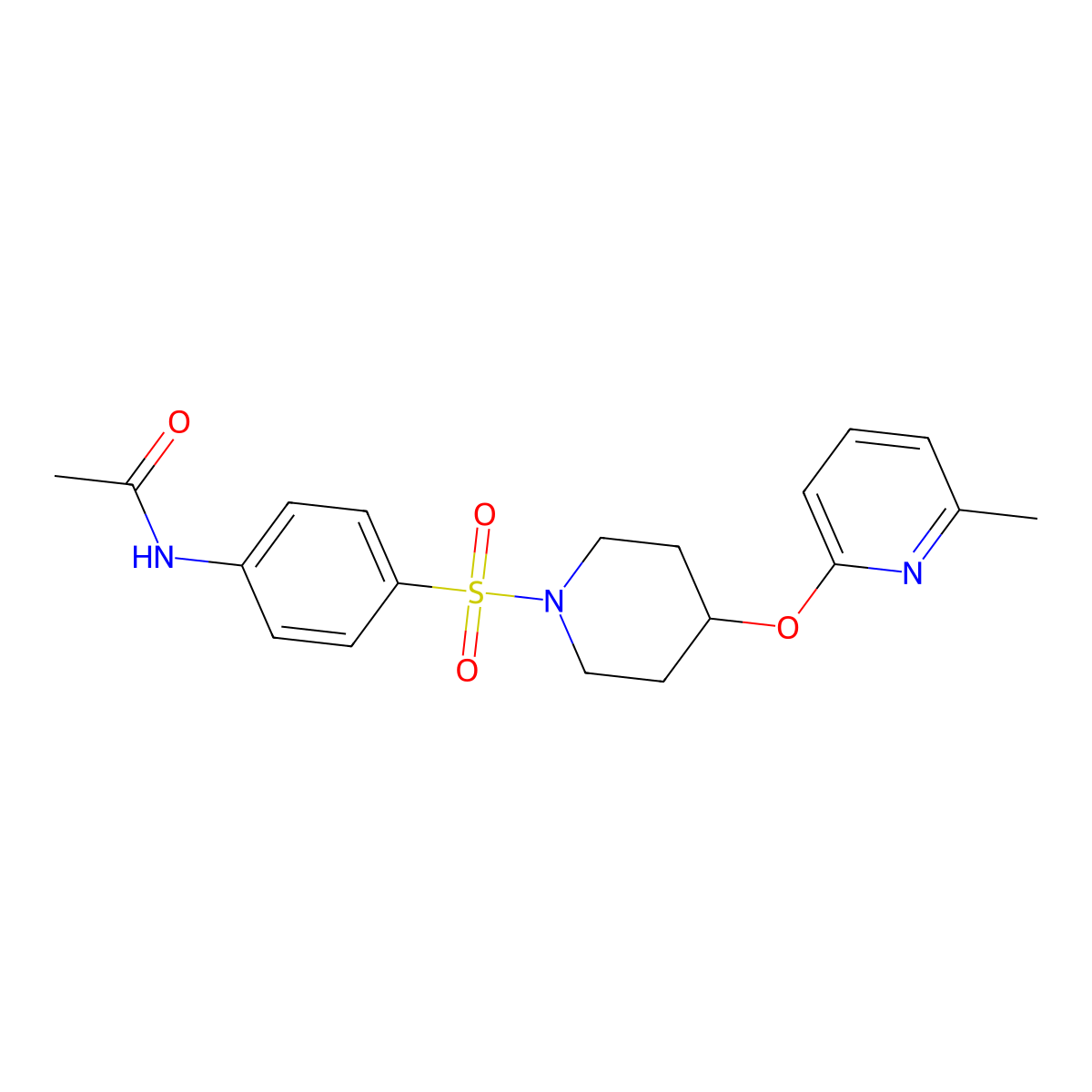 N-(4-((4-((6-methylpyridin-2-yl)oxy)piperidin-1-yl)sulfonyl)phenyl)acetamide molecular structure, CAS 1797129-79-3