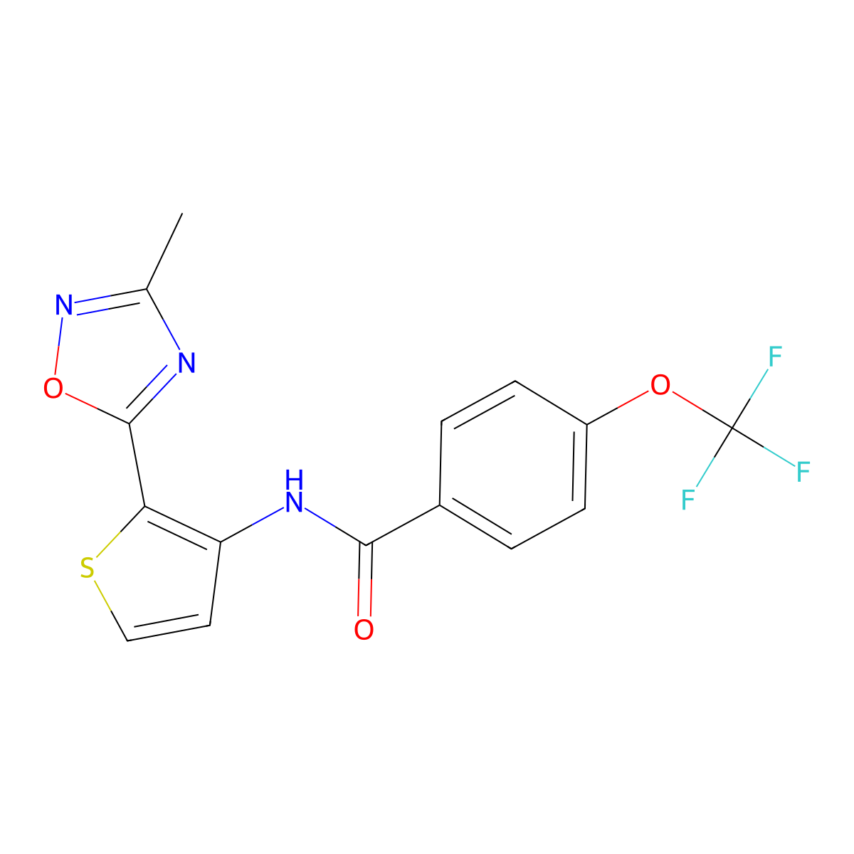 N-[2-(3-methyl-1,2,4-oxadiazol-5-yl)thiophen-3-yl]-4-(trifluoromethoxy)benzamide molecular structure, CAS 1797138-54-5