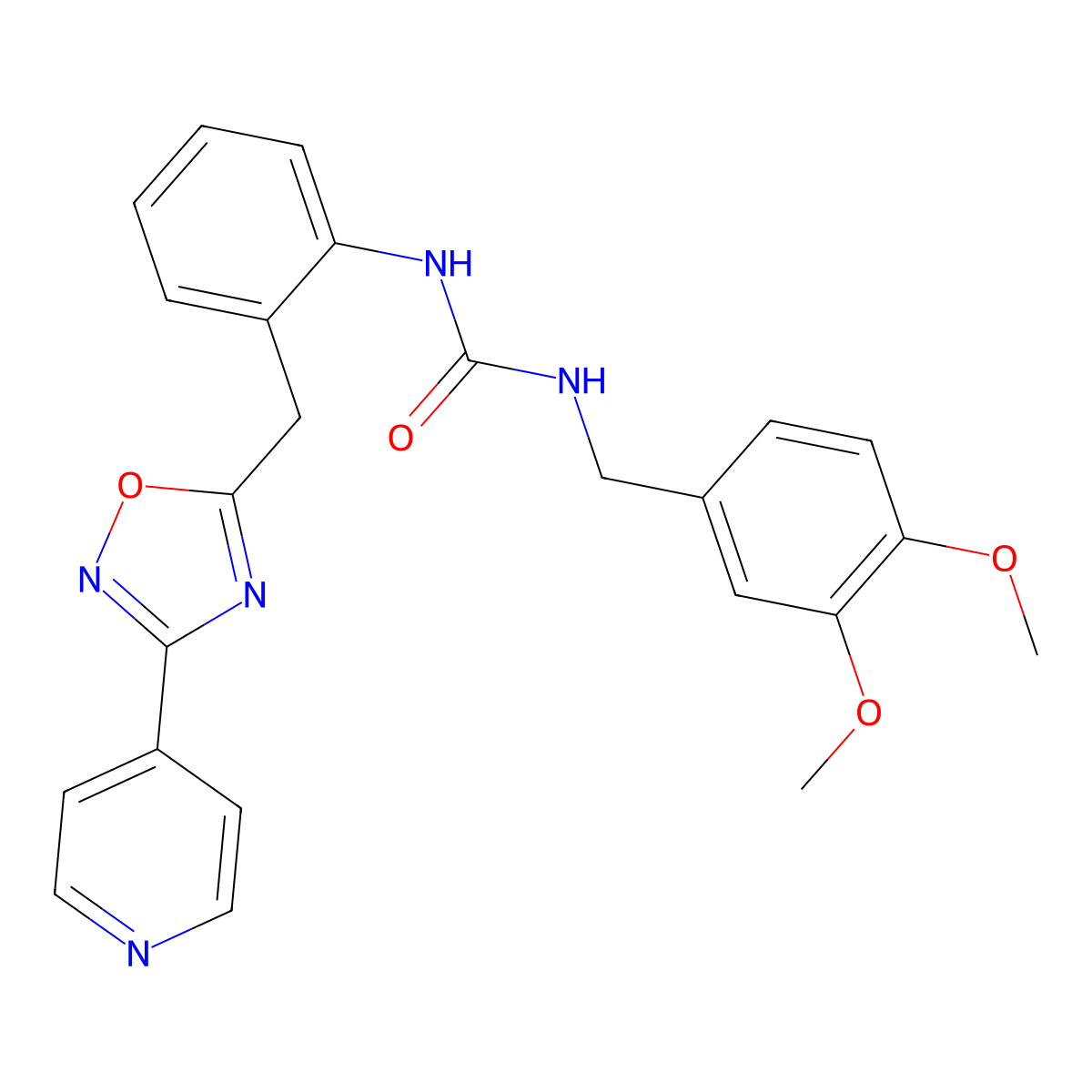 1-(3,4-Dimethoxybenzyl)-3-(2-((3-(pyridin-4-yl)-1,2,4-oxadiazol-5-yl)methyl)phenyl)urea molecular structure, CAS 1797139-25-3
