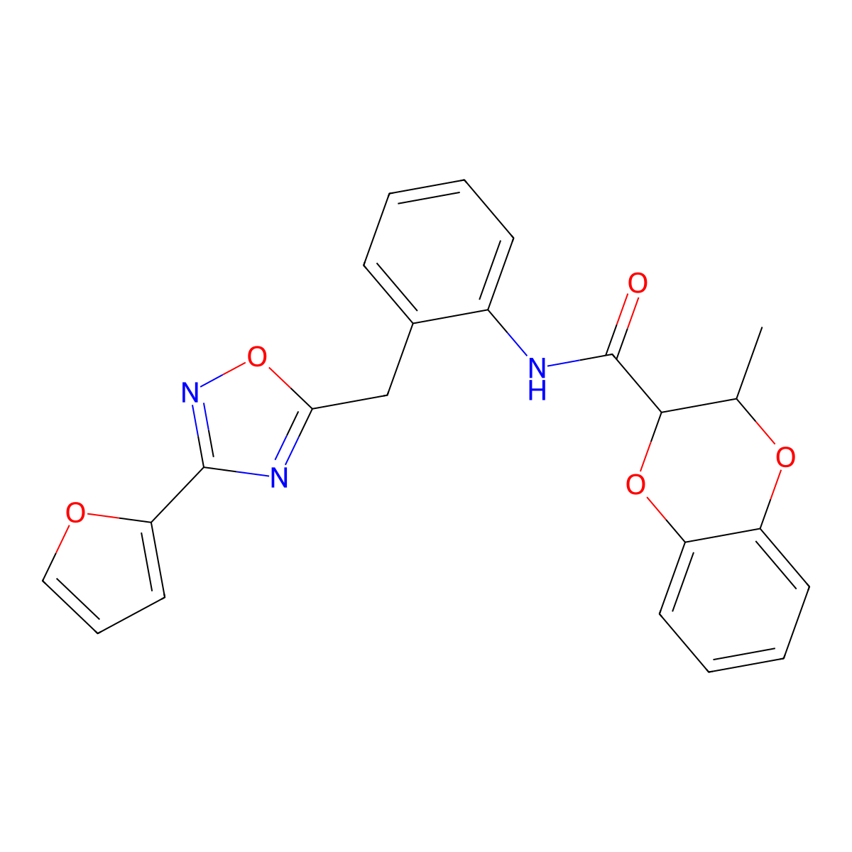 N-(2-((3-(furan-2-yl)-1,2,4-oxadiazol-5-yl)methyl)phenyl)-3-methyl-2,3-dihydrobenzo[b][1,4]dioxine-2-carboxamide molecular structure, CAS 1797139-44-6