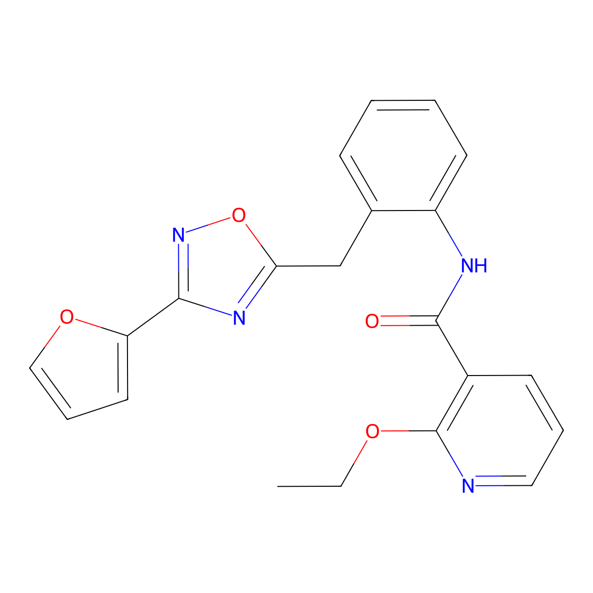 2-ethoxy-N-(2-((3-(furan-2-yl)-1,2,4-oxadiazol-5-yl)methyl)phenyl)nicotinamide molecular structure, CAS 1797139-69-5