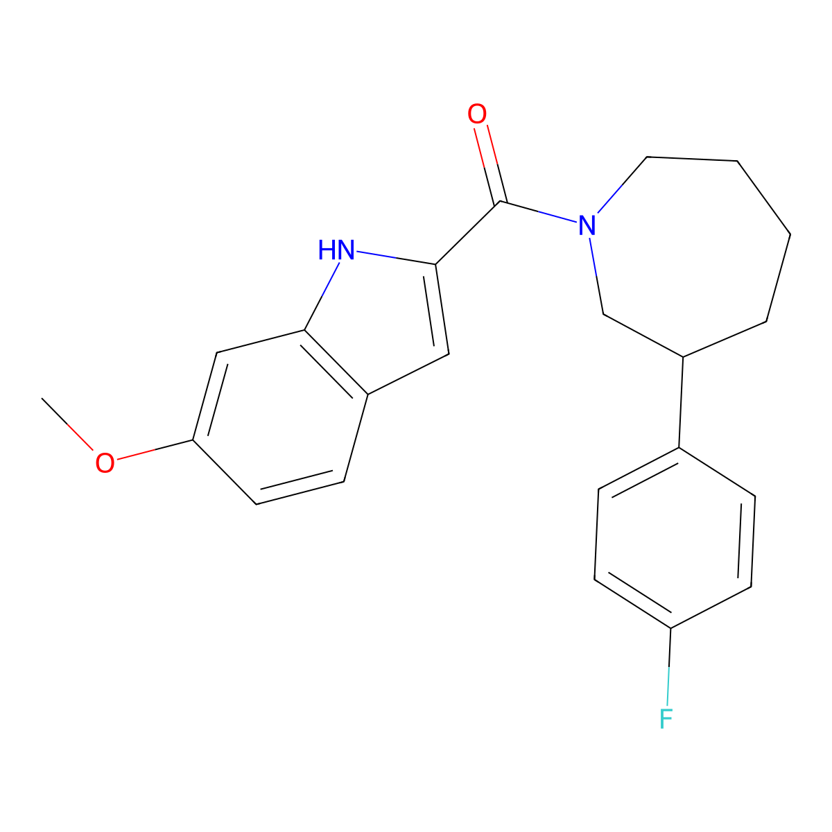 (3-(4-fluorophenyl)azepan-1-yl)(6-methoxy-1H-indol-2-yl)methanone molecular structure, CAS 1797140-14-7