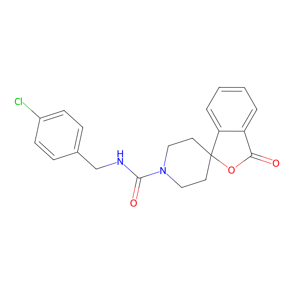 N-[(4-chlorophenyl)methyl]-3-oxo-3H-spiro[2-benzofuran-1,4'-piperidine]-1'-carboxamide molecular structure, CAS 1797140-23-8