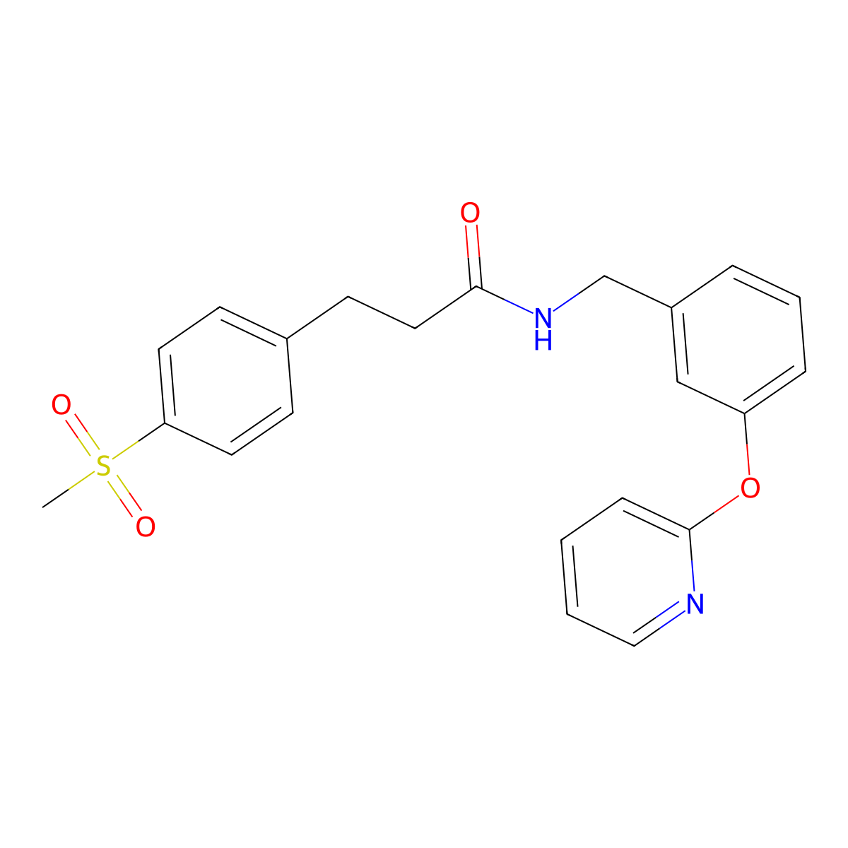3-(4-(methylsulfonyl)phenyl)-N-(3-(pyridin-2-yloxy)benzyl)propanamide molecular structure, CAS 1797140-51-2