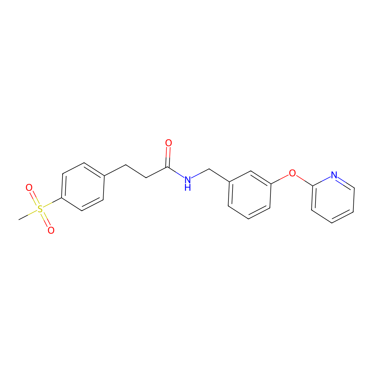 3-(4-(methylsulfonyl)phenyl)-N-(3-(pyridin-2-yloxy)benzyl)propanamide molecular structure, CAS 1797140-51-2