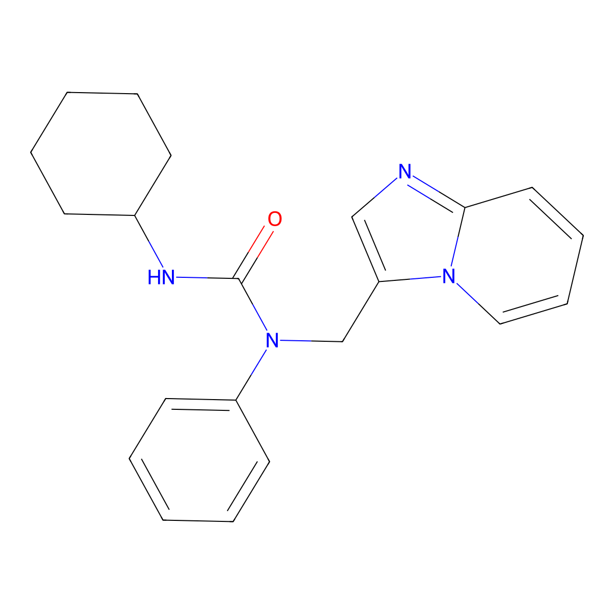 3-Cyclohexyl-1-(imidazo[1,2-a]pyridin-3-ylmethyl)-1-phenylurea molecular structure, CAS 1797140-69-2
