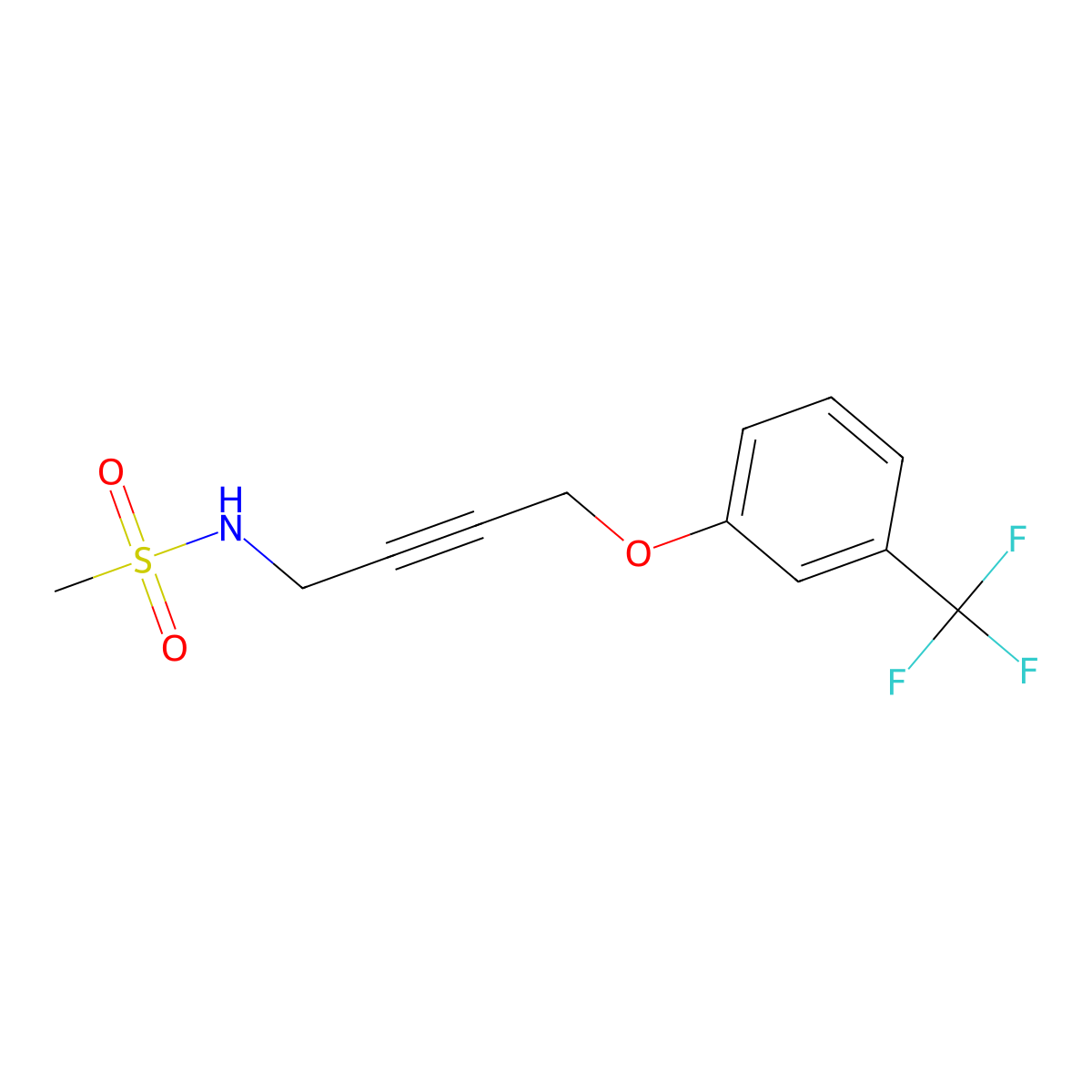 N-{4-[3-(Trifluoromethyl)phenoxy]but-2-YN-1-YL}methanesulfonamide molecular structure, CAS 1797140-75-0