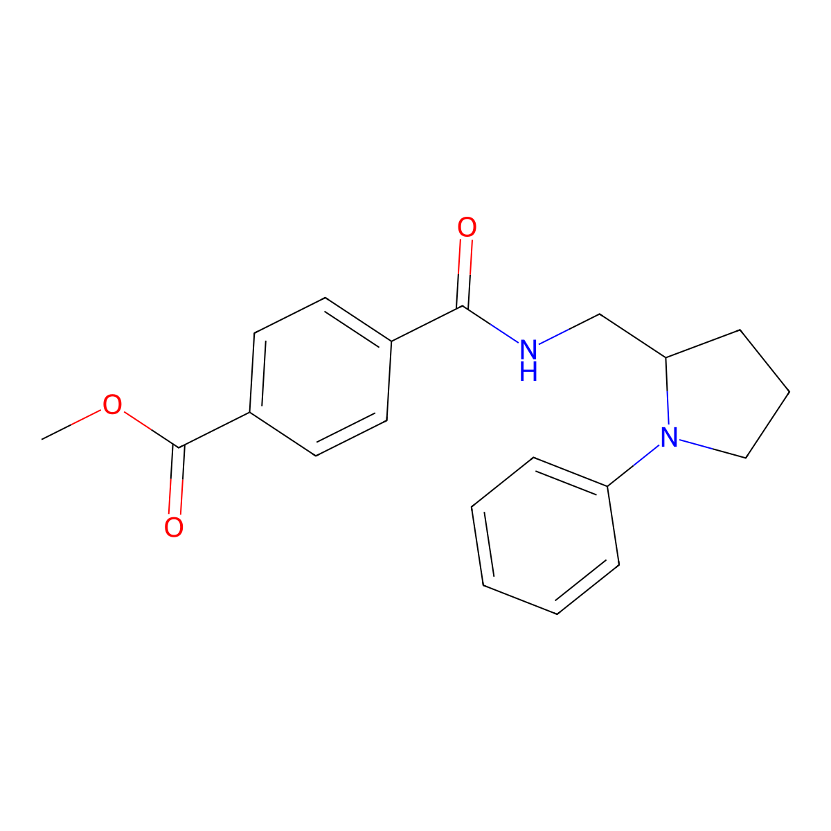 Methyl 4-(((1-phenylpyrrolidin-2-yl)methyl)carbamoyl)benzoate molecular structure, CAS 1797140-83-0