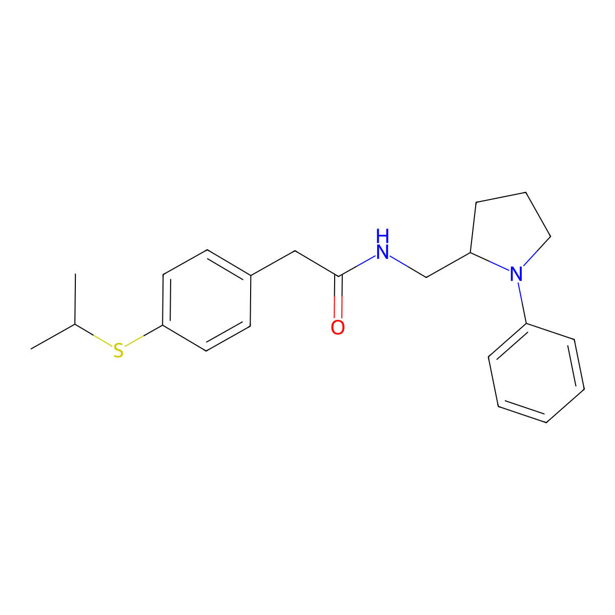 2-(4-(isopropylthio)phenyl)-N-((1-phenylpyrrolidin-2-yl)methyl)acetamide molecular structure, CAS 1797140-89-6