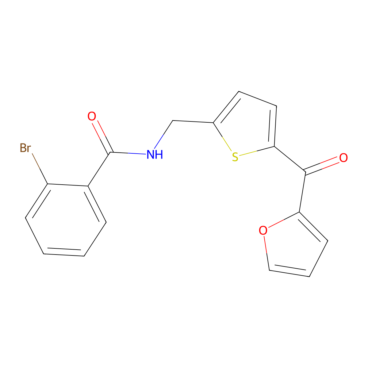 2-bromo-N-((5-(furan-2-carbonyl)thiophen-2-yl)methyl)benzamide molecular structure, CAS 1797140-92-1