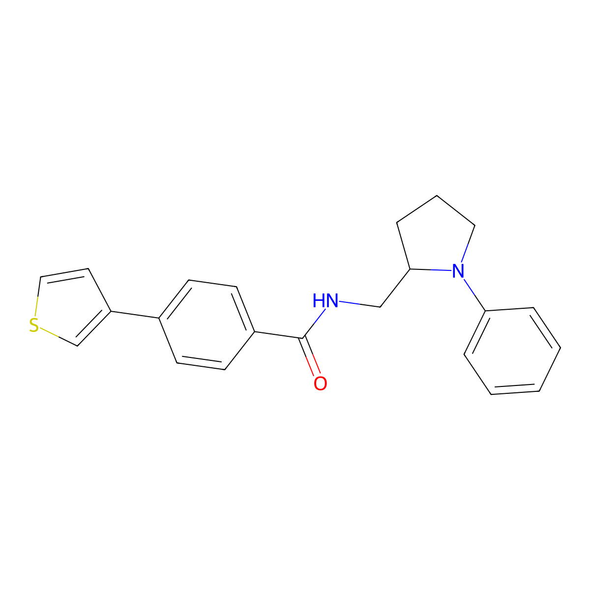N-((1-phenylpyrrolidin-2-yl)methyl)-4-(thiophen-3-yl)benzamide molecular structure, CAS 1797140-95-4