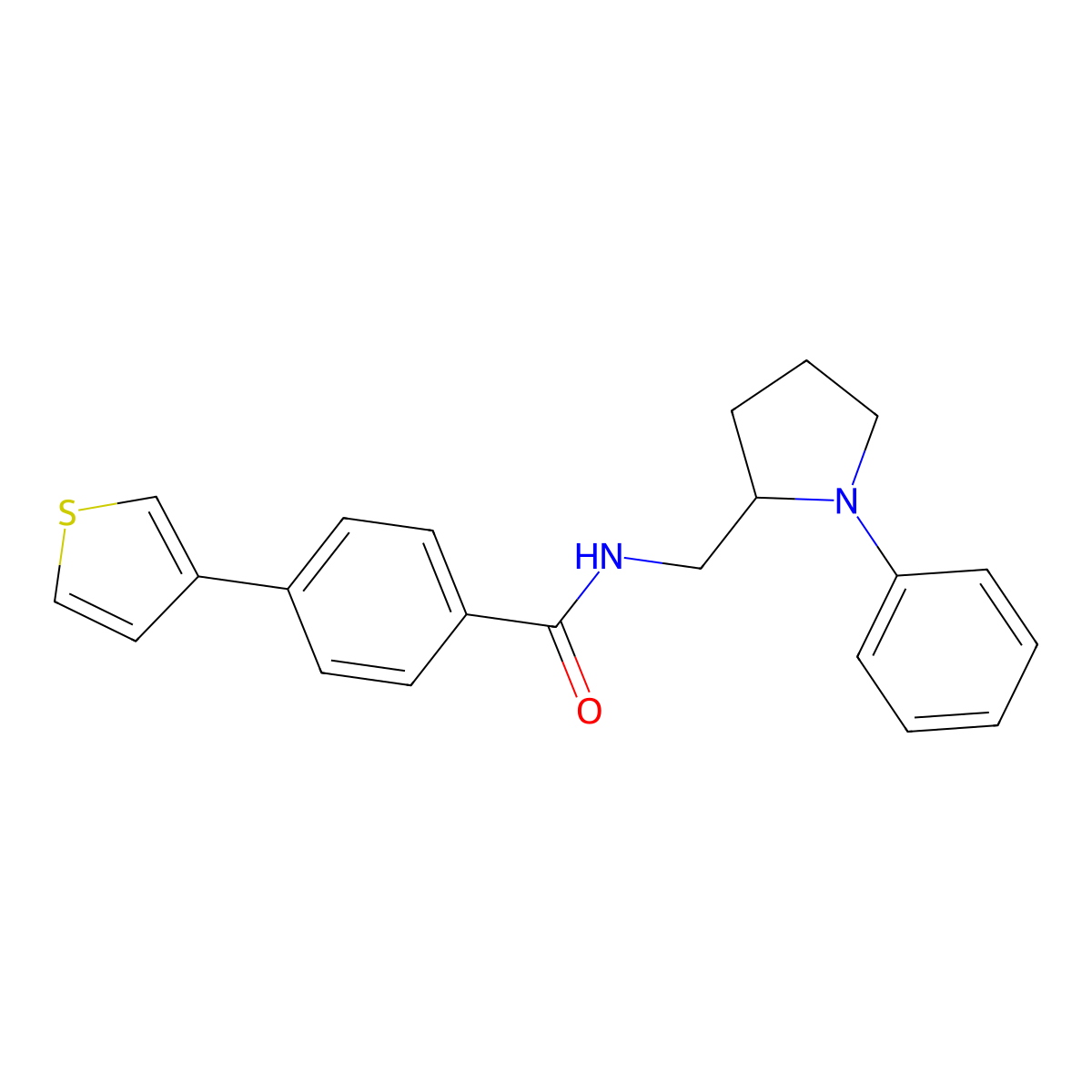 N-((1-phenylpyrrolidin-2-yl)methyl)-4-(thiophen-3-yl)benzamide molecular structure, CAS 1797140-95-4