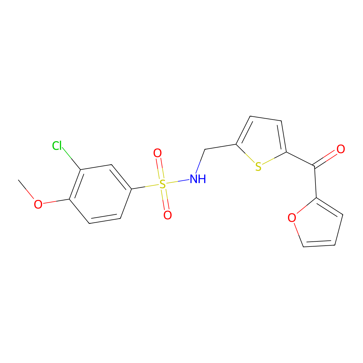 3-chloro-N-((5-(furan-2-carbonyl)thiophen-2-yl)methyl)-4-methoxybenzenesulfonamide molecular structure, CAS 1797141-12-8