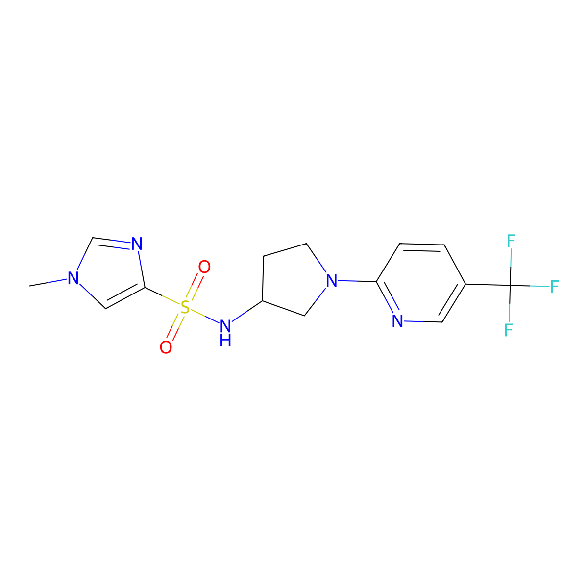 1-methyl-N-{1-[5-(trifluoromethyl)pyridin-2-yl]pyrrolidin-3-yl}-1H-imidazole-4-sulfonamide molecular structure, CAS 1797141-22-0