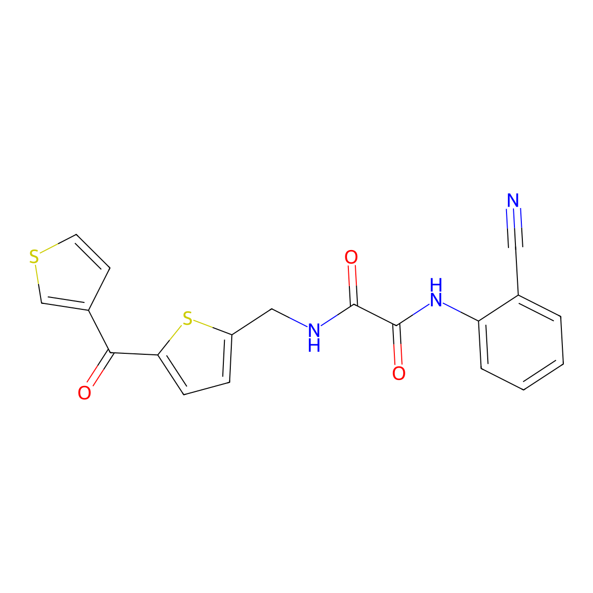 N1-(2-cyanophenyl)-N2-((5-(thiophene-3-carbonyl)thiophen-2-yl)methyl)oxalamide molecular structure, CAS 1797141-54-8