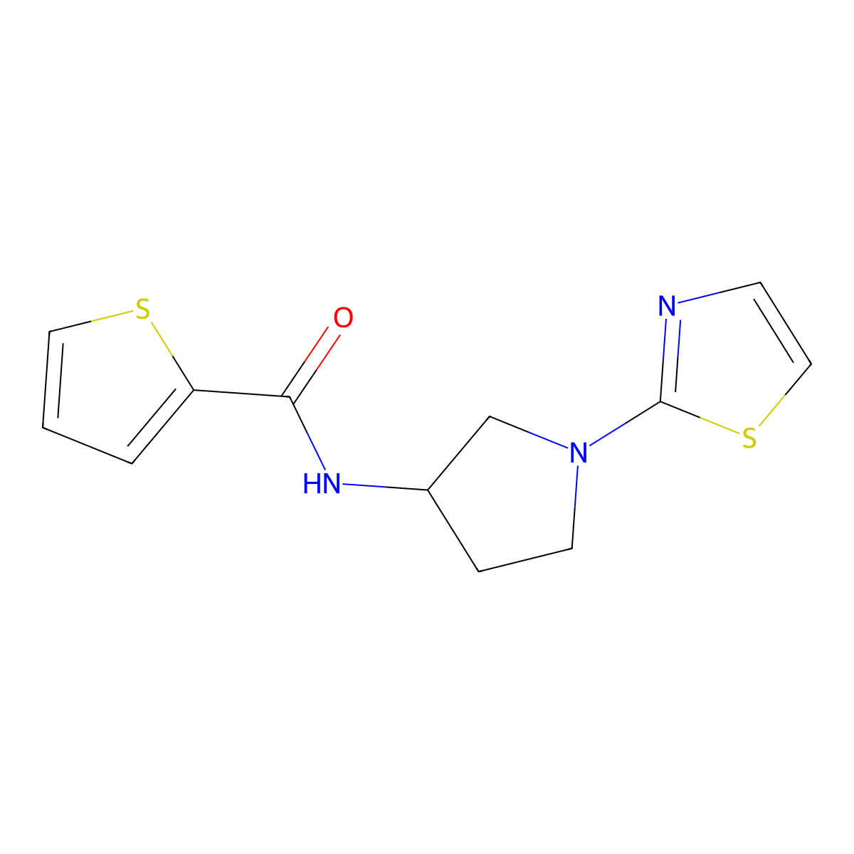 N-(1-(thiazol-2-yl)pyrrolidin-3-yl)thiophene-2-carboxamide molecular structure, CAS 1797141-58-2