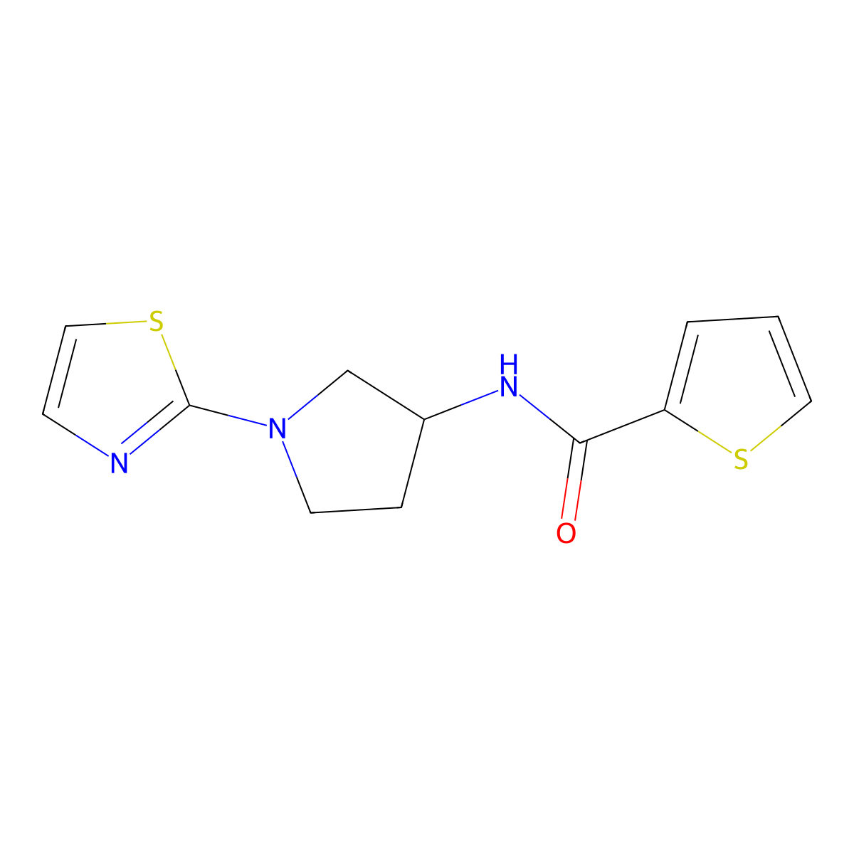N-(1-(thiazol-2-yl)pyrrolidin-3-yl)thiophene-2-carboxamide molecular structure, CAS 1797141-58-2