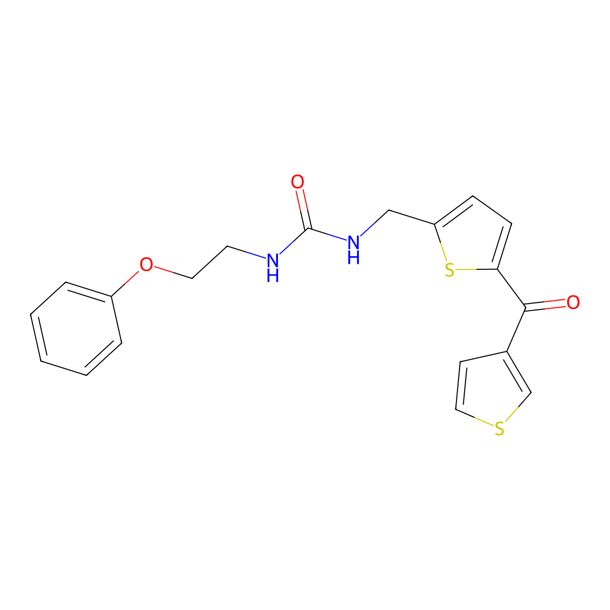 1-(2-Phenoxyethyl)-3-((5-(thiophene-3-carbonyl)thiophen-2-yl)methyl)urea molecular structure, CAS 1797141-59-3