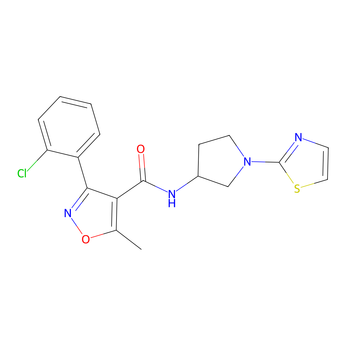 3-(2-chlorophenyl)-5-methyl-N-(1-(thiazol-2-yl)pyrrolidin-3-yl)isoxazole-4-carboxamide molecular structure, CAS 1797141-60-6