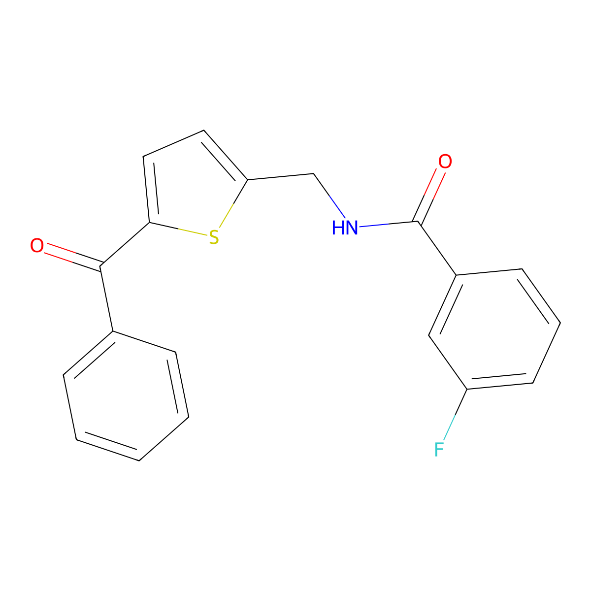 N-[(5-benzoylthiophen-2-yl)methyl]-3-fluorobenzamide molecular structure, CAS 1797141-64-0