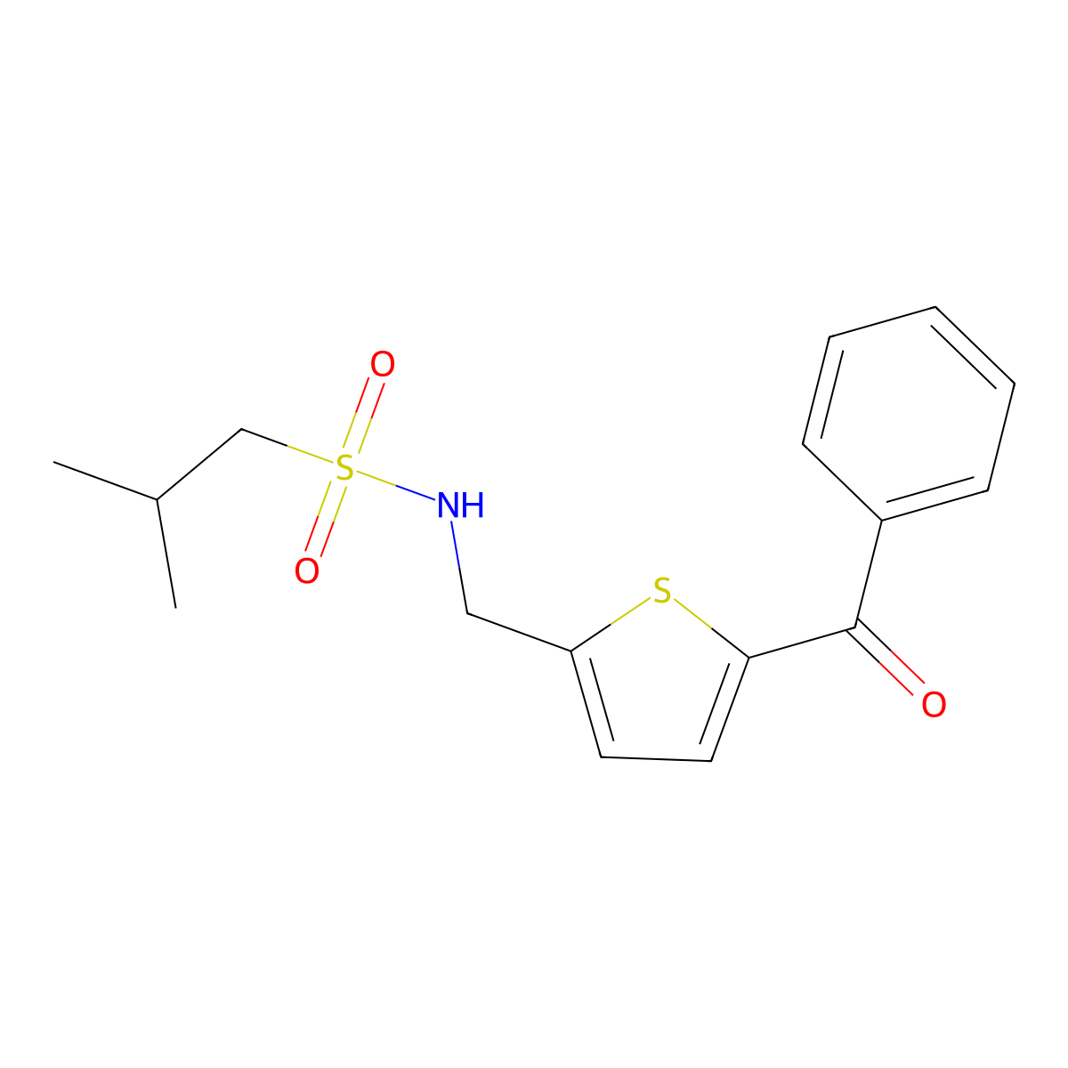 N-[(5-benzoylthiophen-2-yl)methyl]-2-methylpropane-1-sulfonamide molecular structure, CAS 1797141-73-1