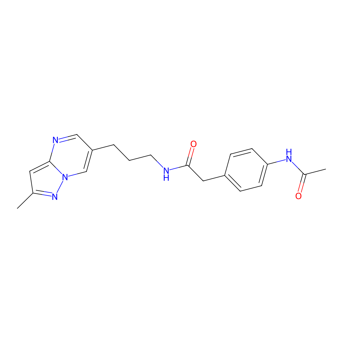 2-(4-acetamidophenyl)-N-(3-(2-methylpyrazolo[1,5-a]pyrimidin-6-yl)propyl)acetamide molecular structure, CAS 1797142-01-8