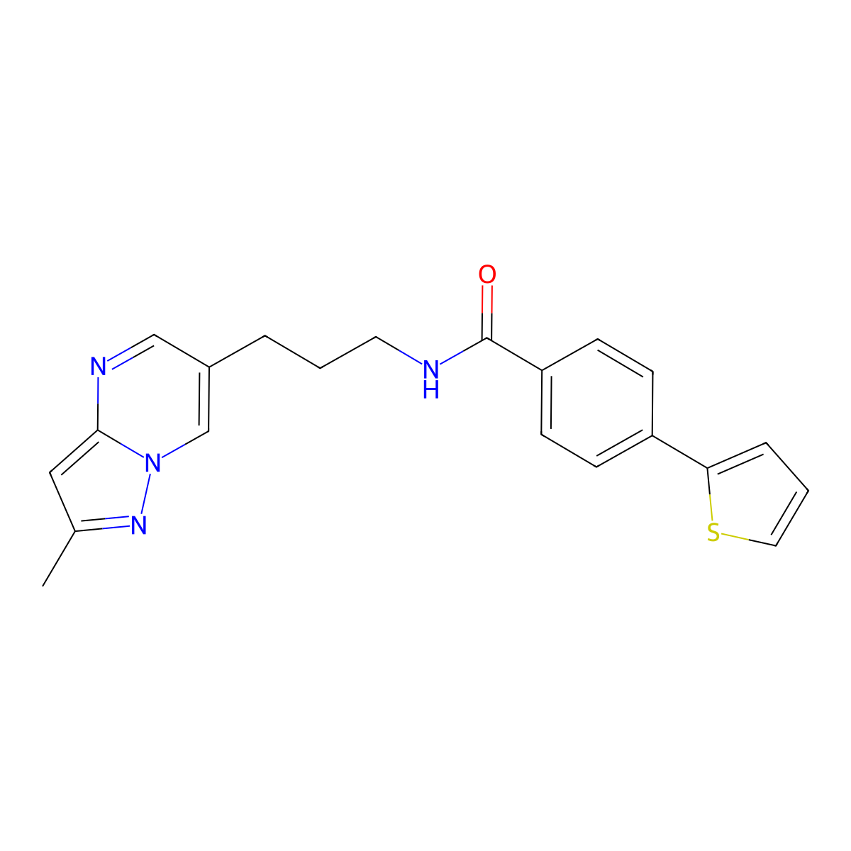 N-(3-(2-methylpyrazolo[1,5-a]pyrimidin-6-yl)propyl)-4-(thiophen-2-yl)benzamide molecular structure, CAS 1797142-08-5
