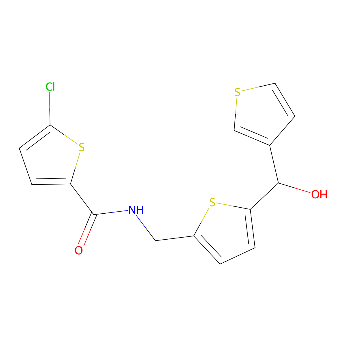 5-chloro-N-({5-[hydroxy(thiophen-3-yl)methyl]thiophen-2-yl}methyl)thiophene-2-carboxamide molecular structure, CAS 1797142-58-5