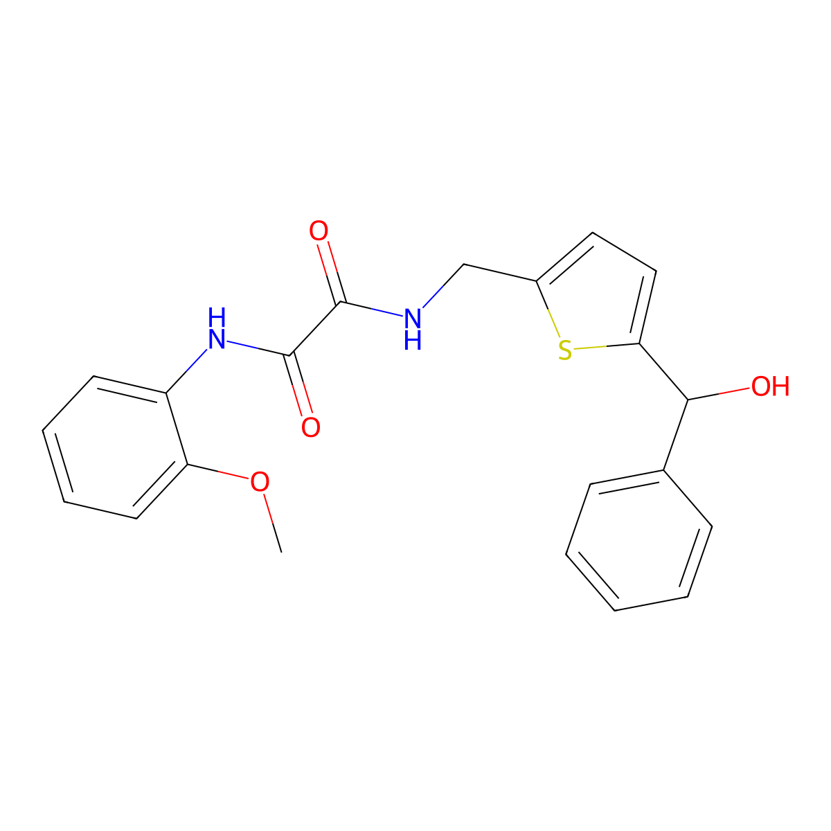 N1-((5-(hydroxy(phenyl)methyl)thiophen-2-yl)methyl)-N2-(2-methoxyphenyl)oxalamide molecular structure, CAS 1797143-00-0
